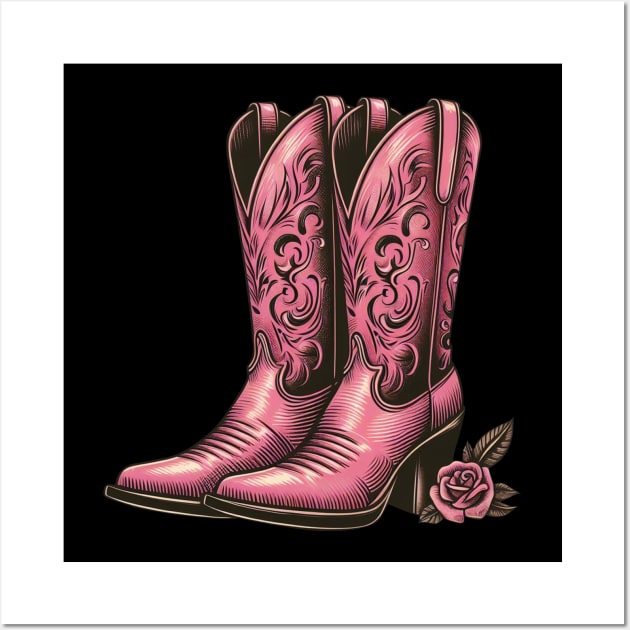 Pink cowboy boots Wall Art by PinScher